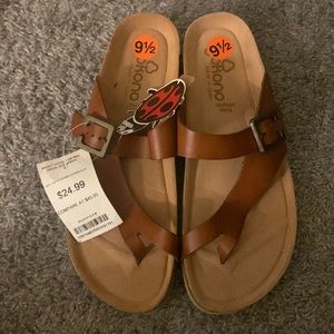 Yokono Walnut Footbed Toe Ring Sandal